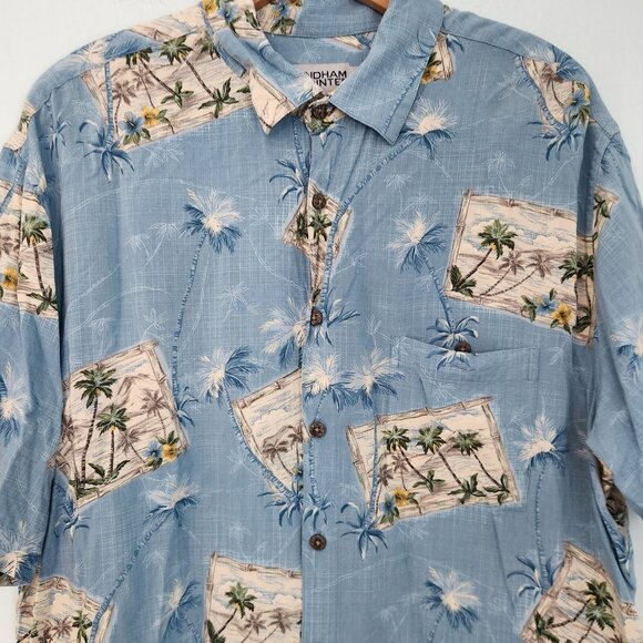 Windham Pointe Hawaiian Shirt Rayon Floral Vacation Blue Button Up Mens XL - Picture 4 of 9